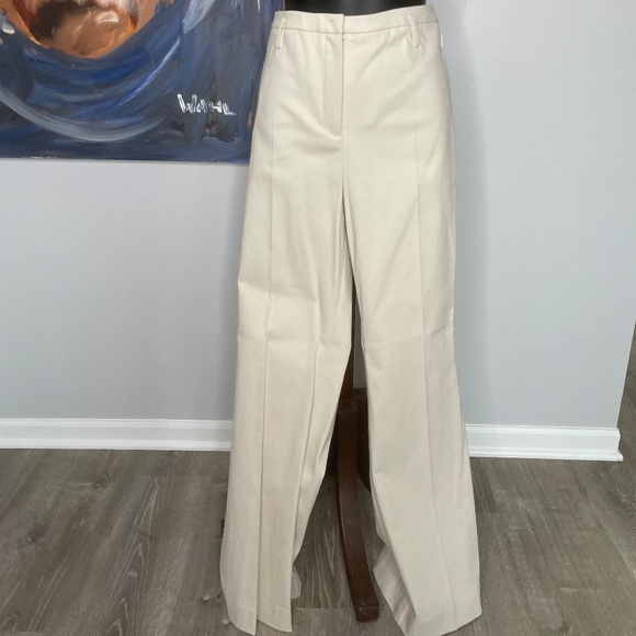 NWT Akris Beige Farrah Trousers 98% Cotton Size 12